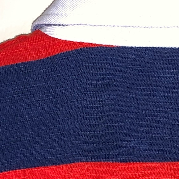 H&M RUGBY POLO JERSEY LONG-SLEEVE EMBROIDERY PATCH STRIPED SLUB SHIRT TOP 8-10 - Picture 6 of 8